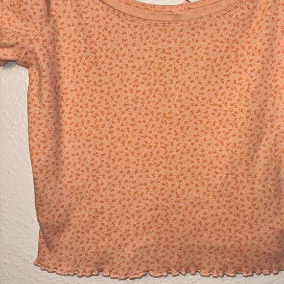 American Eagle Orange Floral Top woman's size small off the shoulder - Picture 12 of 16